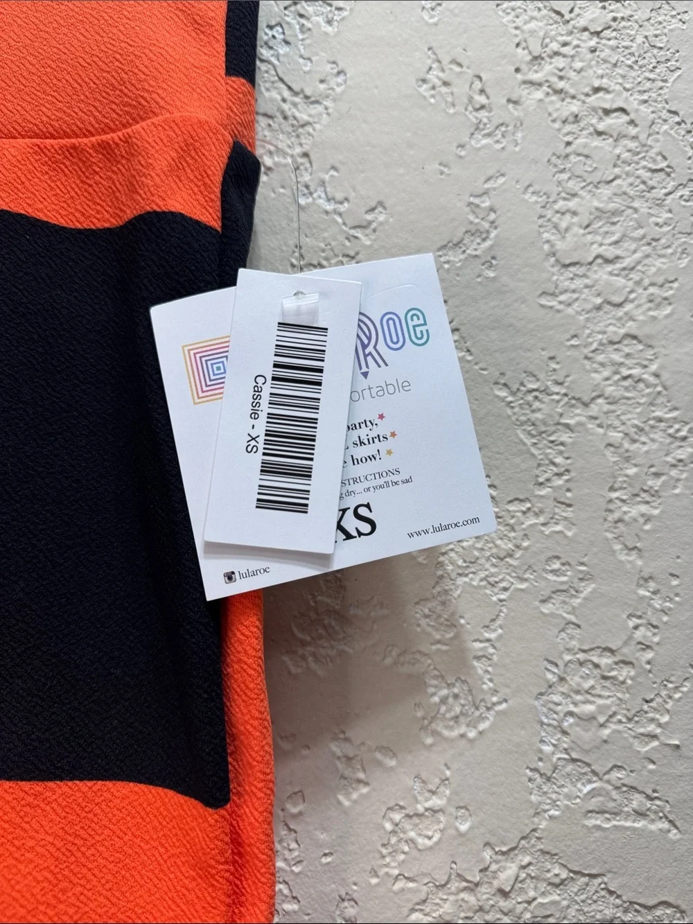 NWT LuLaRoe Cassie Pencil Skirt XS Orange Black Striped Stretch Textured Midi
